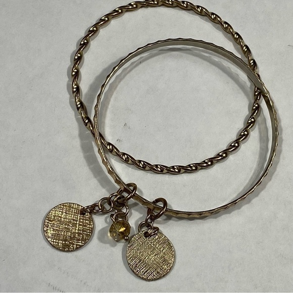 Vintage Gold Bangle Bracelets with Charms - Picture 5 of 11
